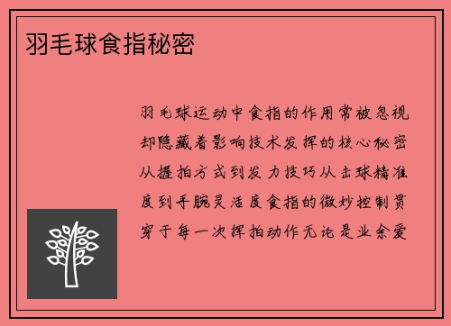羽毛球食指秘密